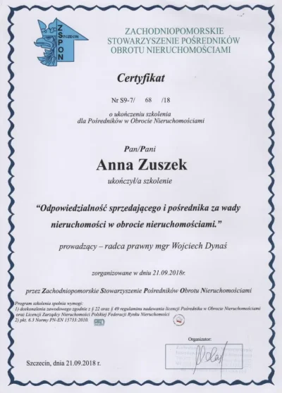 Zuszek-certyfikat